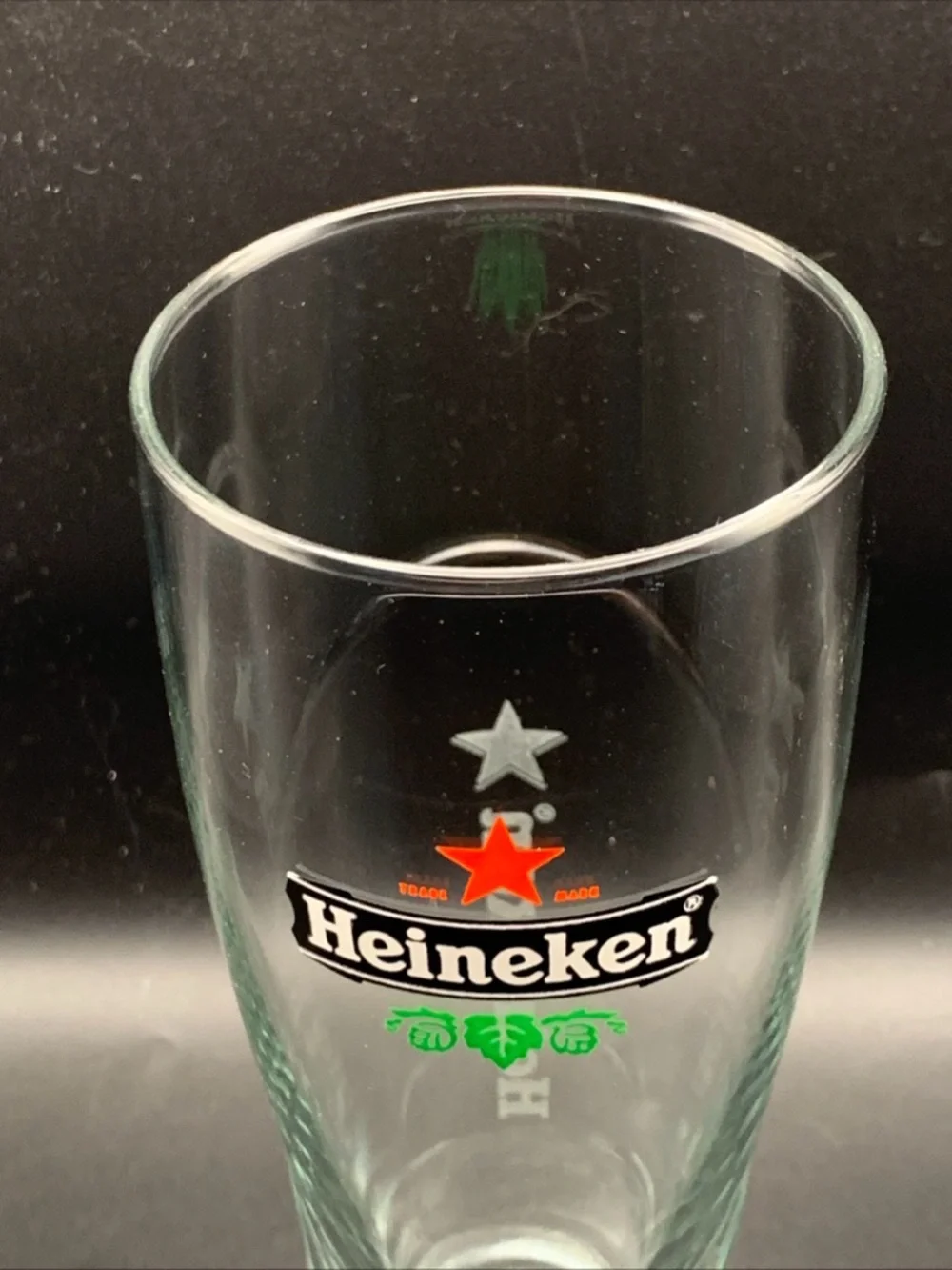 Pre Owned Heineken Red Star Logo Pilsner Glass Etched With Star on Bottom Rare